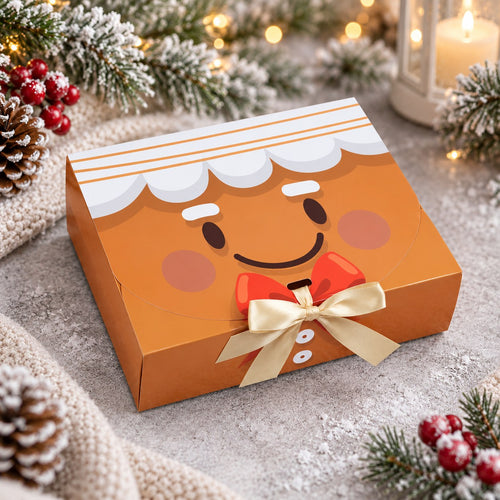 Presentbox med pepparkaksgubbe och rosett
